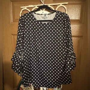DJ Polka Dot Ruffle Sleeve Top